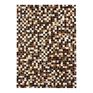 The Deco Factory Tapis en cuirs recyclés motif mosaïque marron multi 120x170