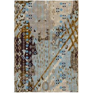 Tapis de salon en coton imprimé marron gris et bleu 120x170 cm Multicolore 170x170x120cm