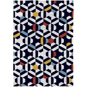 Tapis décoratif en coton imprimé motifs graphiques 120x170 cm