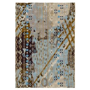 Tapis de salon en coton imprimé marron gris et blue 160x230 cm Multicolore 230x230x160cm