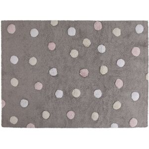 Lorena Canals Tapis coton motif pois 3 couleurs gris-rose 120x160 - Publicité