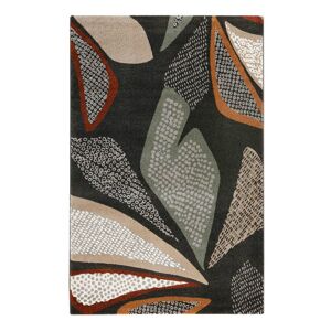 Esprit Tapis design motif vegetal fond anthracite 133x200