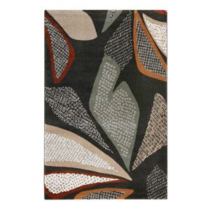 Esprit Tapis design motif vegetal fond anthracite 120x170