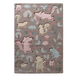 Tapis enfant motif animaux forêt taupe 120x170