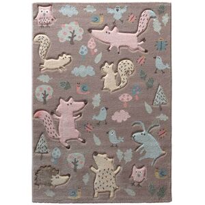 Tapis enfant motif animaux forêt taupe 200x290