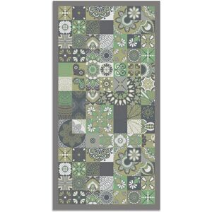 Home and Living Tapis vinyle carreaux ciments cuisine vert 100x140cm