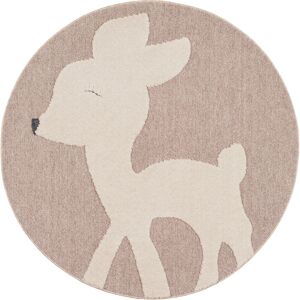 Nazar Tapis rond beige et crème motif bambi - D120 - Publicité