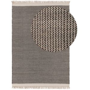 Benuta Tapis de laine noir & blanc 200x300