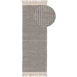 Benuta Tapis de couloir en laine gris 70x200