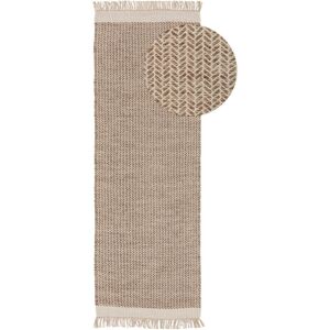 Benuta Tapis de couloir en laine beige 70x200