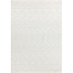 Nazar Tapis Géométrique blanc à franges 160x230 Blanc 230x2x160cm