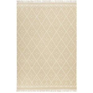 Green Loop Tapis tisse main tons de beige avec leger motif 80x150