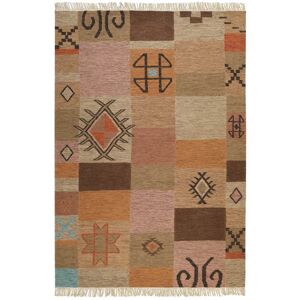 Green Loop Tapis ethnique tisse main laine et coton tons de brun 160x230