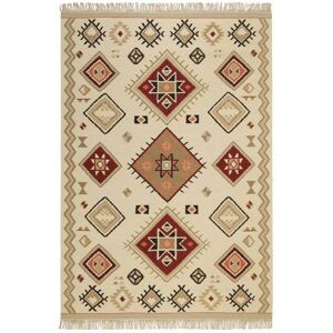 Green Loop Tapis ethnique tissé main laine et coton tons de brun/beige 160x230 Beige 160x230x160cm