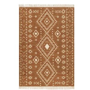 Green Loop Tapis ethnique tissé main laine et coton brique beige 160x230 Cuivre 160x230x160cm