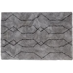 Grand tapis en polyester gris clair et noir