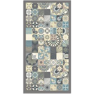 Home and Living Tapis vinyle carreaux ciments cuisine bleu 100x140cm