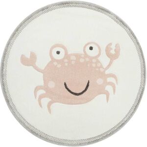 Esprit Tapis rond motif petit crabe rose sur fond beige 120 D - Publicité