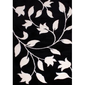 Nazar Tapis shaggy motif fleur noir - 160x230 cm