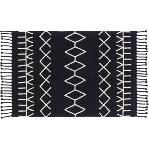 Tapis ethnique design en coton noir 140x200