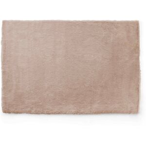 Oviala Tapis rectangulaire fausse fourrure beige 160 x 230 cm