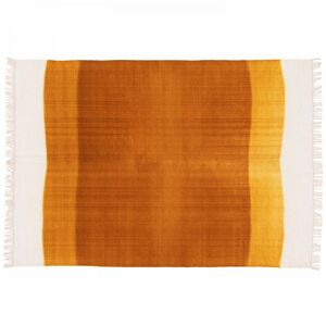 Oviala Tapis rectangulaire en laine tisse a plat jaune/ orange 120 x 170 cm