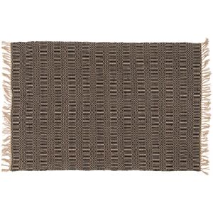 Oviala Tapis a franges en jute naturel tisse main noir 80 x 200 cm Noir 200x0x80cm