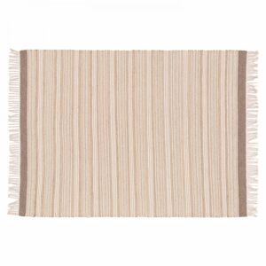 Oviala Tapis rectangulaire raye en laine et jute tisse a plat 80 x 200 cm