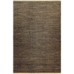 Green Loop Tapis tisse main en laine et jute noir et naturel avec motif 160x230