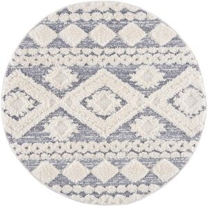 STUDIO DECO Tapis rond a poils longs et relief gris et creme 160x160cm Gris 160x2x160cm