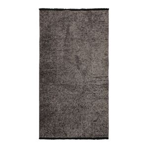 The Deco Factory Tapis tissé plat coton noir et reflet lumière anthracite 80x150 - Publicité