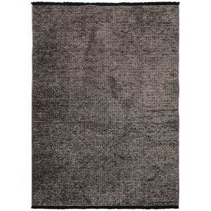 The Deco Factory Tapis tisse plat coton noir et reflet lumiere anthracite 160x230