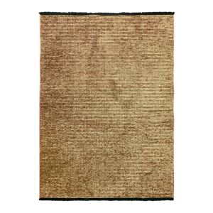 The Deco Factory Tapis tisse plat coton noir et reflet lumiere beige 200x290