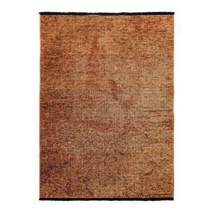 The Deco Factory Tapis tisse plat coton noir et reflet lumiere orange 120x170