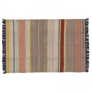 Oviala Tapis en laine tisse a plat avec motifs et franges 120 x 170 cm