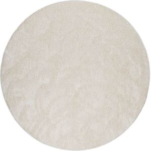 Esprit Tapis rond poils longs doux brillant blanc creme 200 rd.