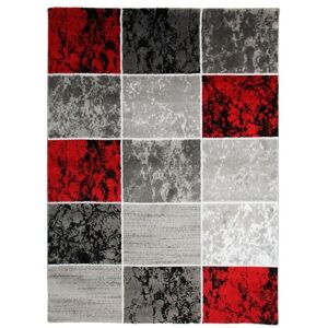 The Deco Factory Tapis vintage a motifs cubes rouge 160x230