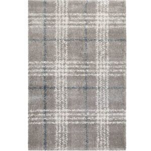 Esprit Tapis a poils longs tartan gris, ivoire et bleu 133x200