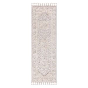 STUDIO DECO Tapis boheme chic a franges tressees creme 80x300cm