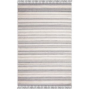 STUDIO DECO Tapis boheme chic a franges tressees creme et gris 140x200cm