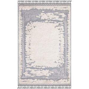 STUDIO DECO Tapis boheme chic a franges tressees creme et gris 140x200cm