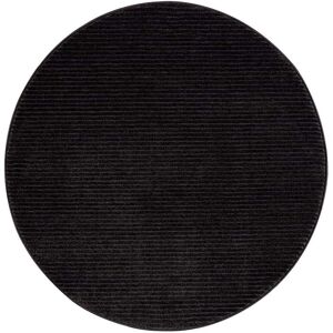 STUDIO DECO Tapis rond uni noir à relief linéaire 160x160cm - Publicité
