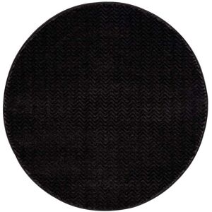 STUDIO DECO Tapis rond uni noir à relief chevron 160x160cm - Publicité
