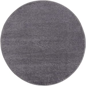STUDIO DECO Tapis rond uni gris à relief linéaire 160x160cm - Publicité
