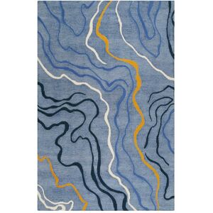 Esprit Tapis fait main motif abstrait bleu 110x170