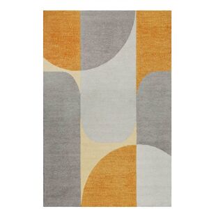 Esprit Tapis fait main motif colore jaune orange inspiration 70's 140x200