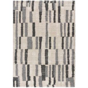 Atticgo Tapis shaggy aux textures mélangées argent, 133X190 cm