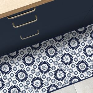 99Deco Tapis Vinyle Large l120xH200cm Bleu Carreaux de ciment