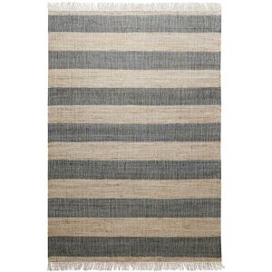 Green Loop Tapis plat tisse main a franges raye anthracite et beige 80x150