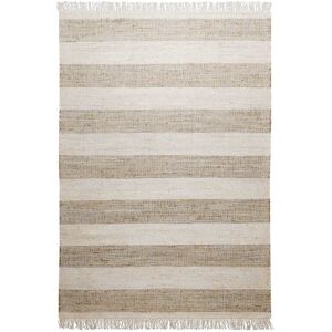 Green Loop Tapis plat tisse main a franges raye brun et beige 80x150